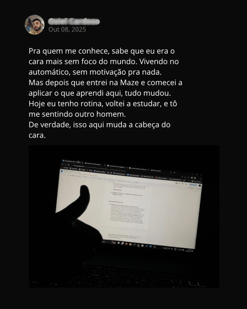 Depoimento de membro da MAZE