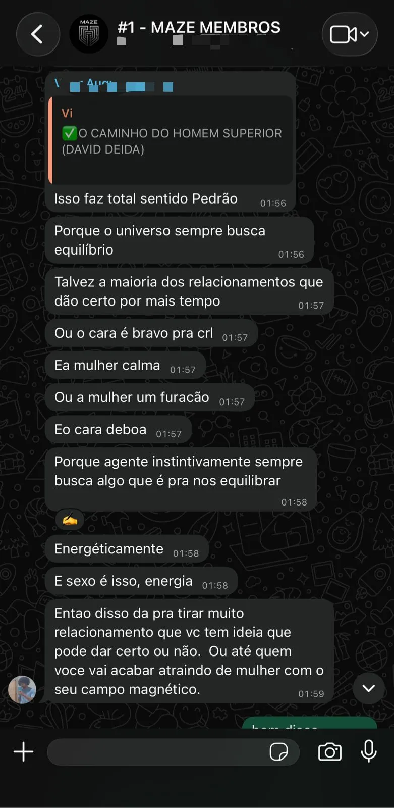 Conversa dos membros da MAZE