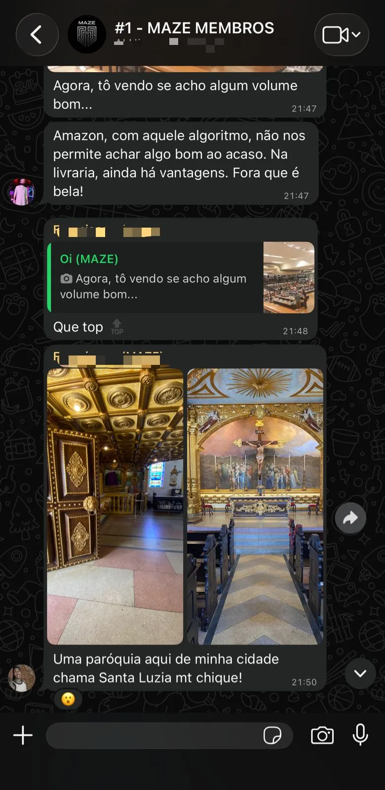 Conversa dos membros da MAZE